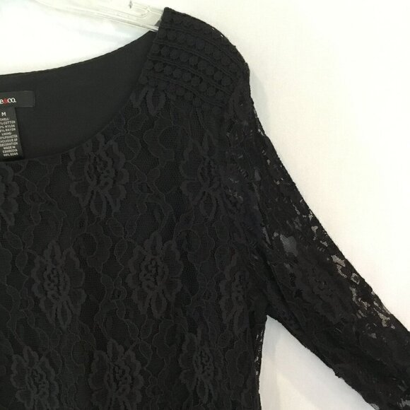 Style & Co Blouse 3/4 Sleeve Lace Embroidery Overlay Pullover Women's Sz Medium - Picture 3 of 8